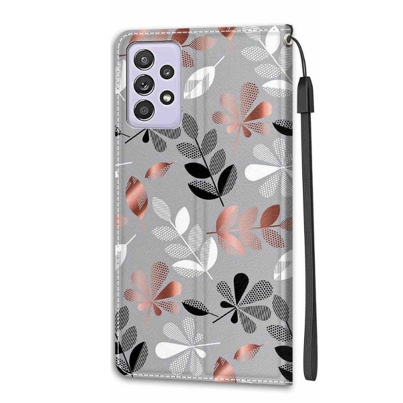 Leren Hoesje voor Samsung Galaxy A52 5G / A52 4G / A52s 5G Illustratie Van Wilde Bladeren