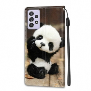 Leren Hoesje voor Samsung Galaxy A52 5G / A52 4G / A52s 5G Kleine Panda