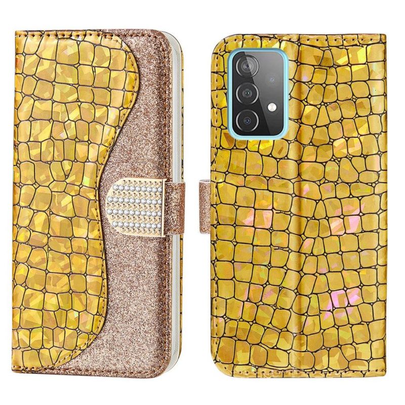 Leren Hoesje voor Samsung Galaxy A52 5G / A52 4G / A52s 5G Luxe Pailletten Met Krokodilleneffect