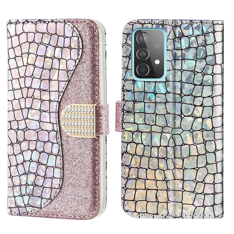 Leren Hoesje voor Samsung Galaxy A52 5G / A52 4G / A52s 5G Luxe Pailletten Met Krokodilleneffect