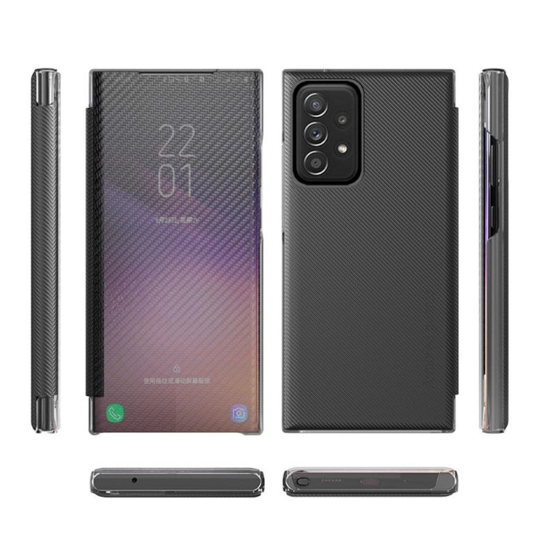 Telefoonhoesje voor Samsung Galaxy A52 5G / A52 4G / A52s 5G Anti-fall Folio-hoesje Koolstofvezel