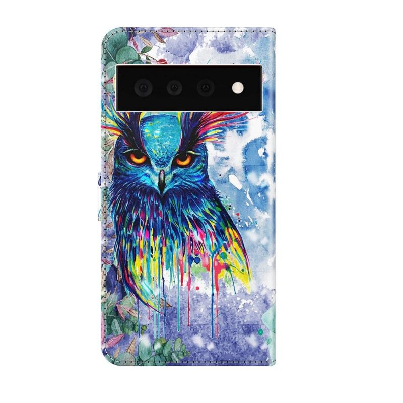 Flip Case voor Google Pixel 6 Pro Aquarel Uil