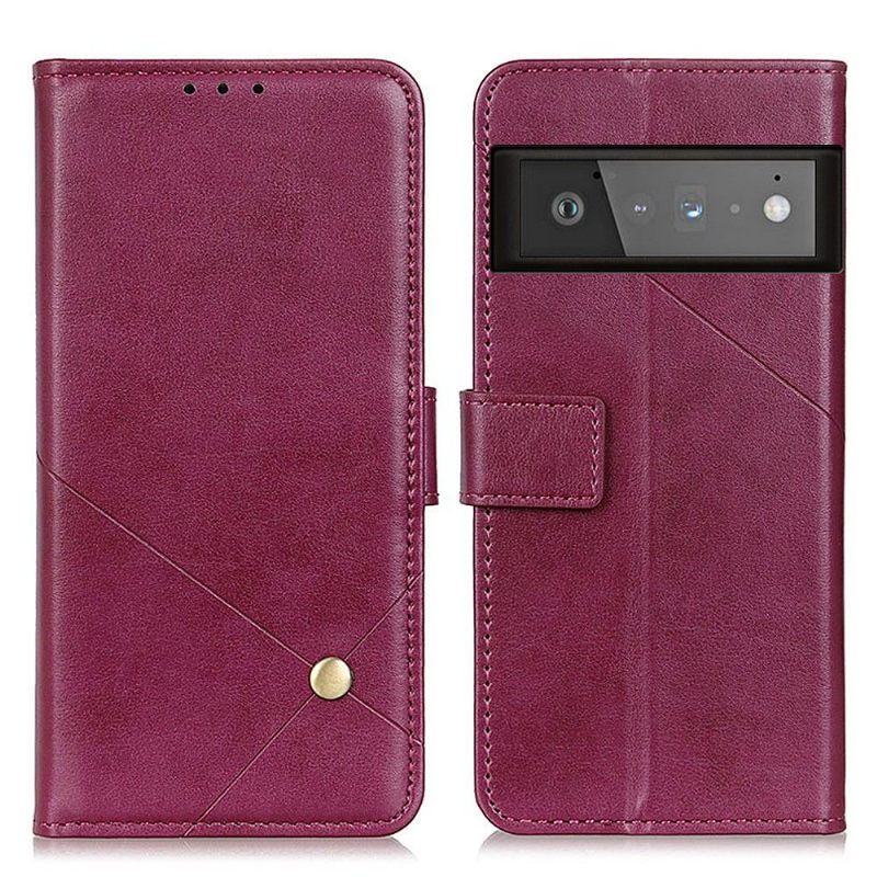 Folio-hoesje voor Google Pixel 6 Pro Faux Lederen Flap Met Klinknagel