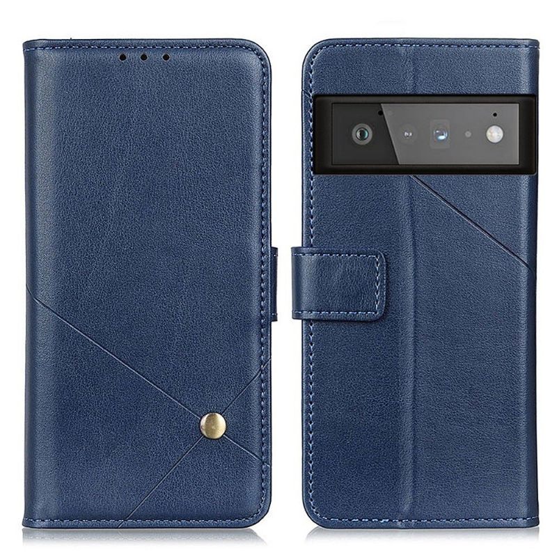 Folio-hoesje voor Google Pixel 6 Pro Faux Lederen Flap Met Klinknagel