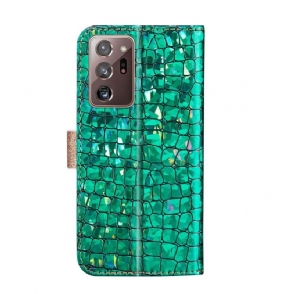 Cover voor Samsung Galaxy Note 20 Ultra Glamour Pailletten Met Krokodileffect