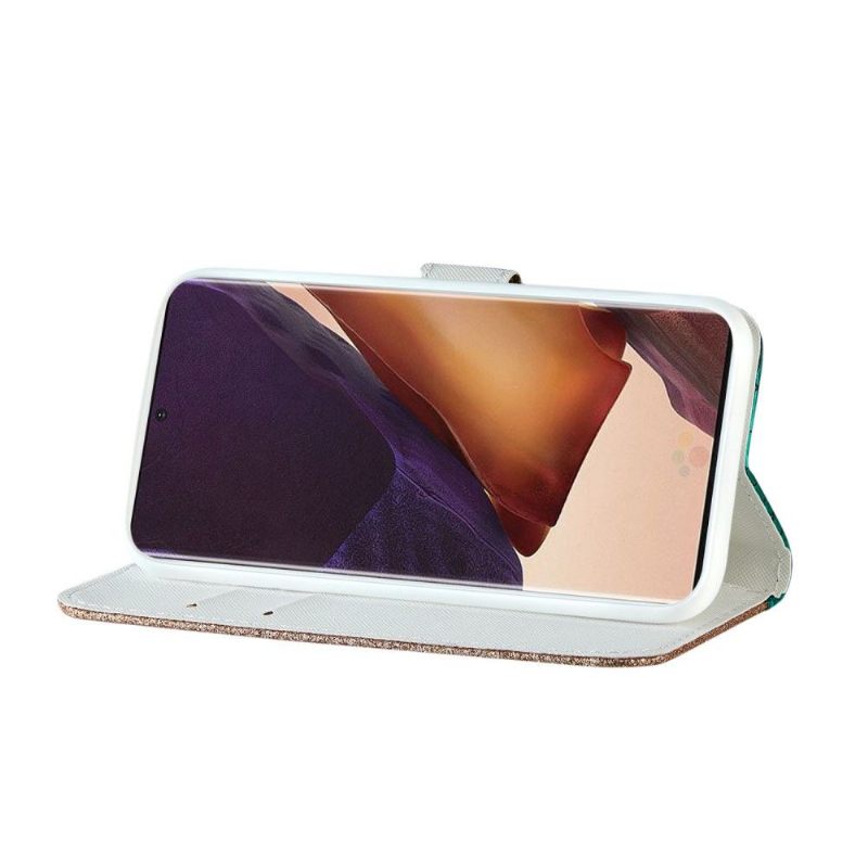 Cover voor Samsung Galaxy Note 20 Ultra Glamour Pailletten Met Krokodileffect