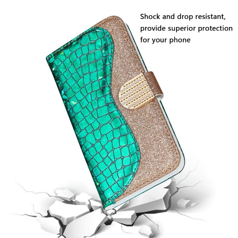 Cover voor Samsung Galaxy Note 20 Ultra Glamour Pailletten Met Krokodileffect