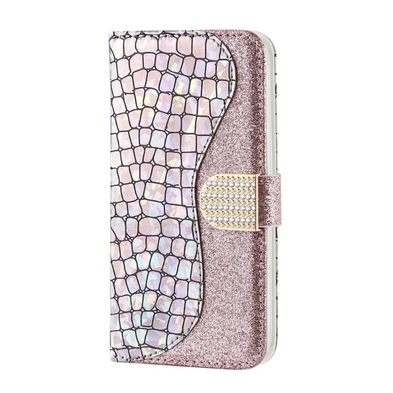 Cover voor Samsung Galaxy Note 20 Ultra Glamour Pailletten Met Krokodileffect