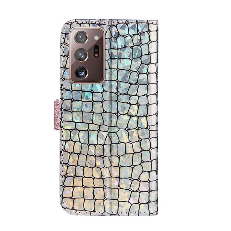 Cover voor Samsung Galaxy Note 20 Ultra Glamour Pailletten Met Krokodileffect