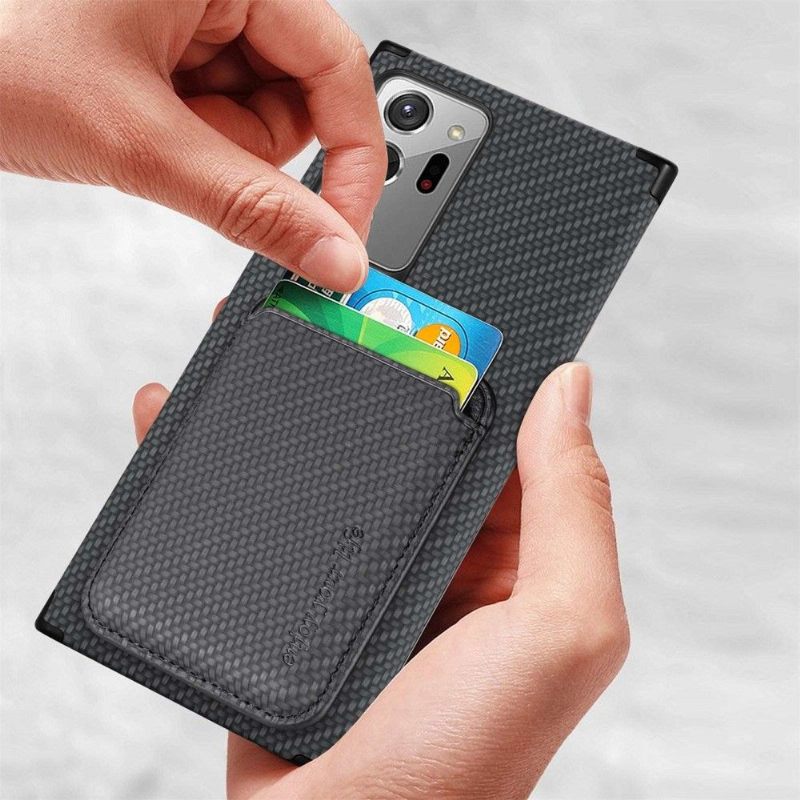 Telefoonhoesje voor Samsung Galaxy Note 20 Ultra Magnetische Kaarthouder Van Koolstofvezel
