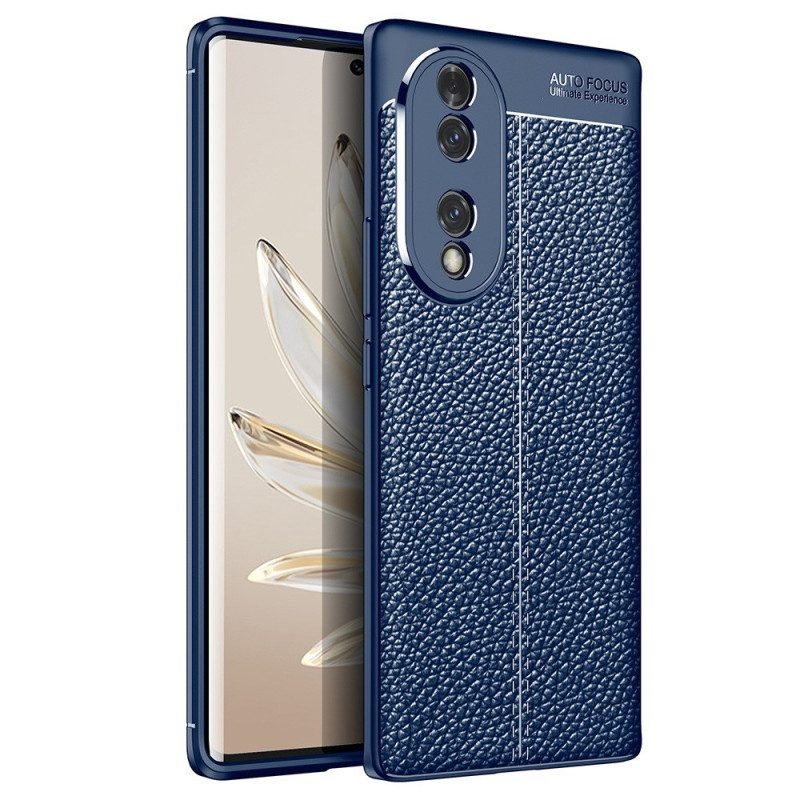 Hoesje voor Honor 70 Dubbellijnig Litchi-leereffect