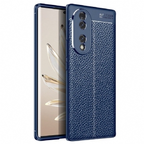 Hoesje voor Honor 70 Dubbellijnig Litchi-leereffect