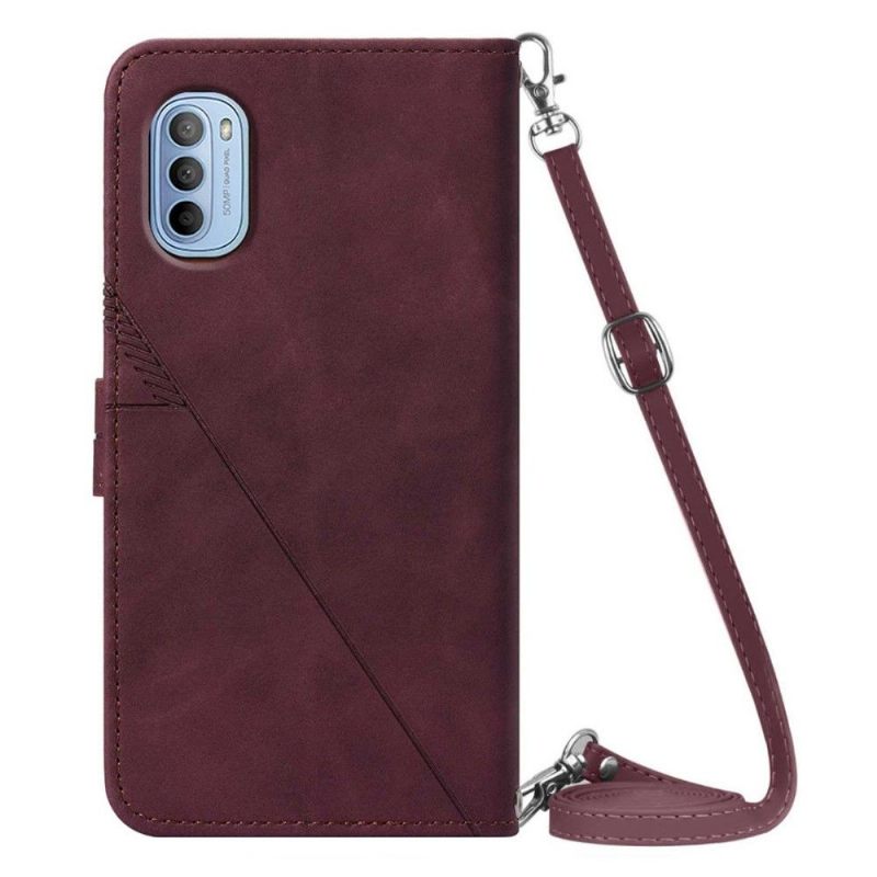 Folio-hoesje voor Motorola Moto G31 / Moto G41 Anti-fall Geometrisch Ontwerp Met Riem