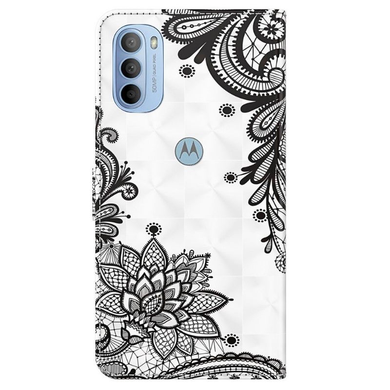 Folio-hoesje voor Motorola Moto G31 / Moto G41 Kant Bloemen