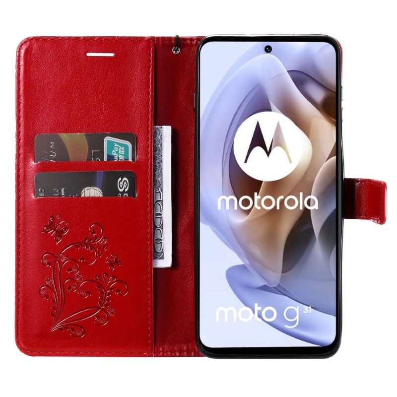 Folio-hoesje voor Motorola Moto G31 / Moto G41 Ondersteuningsfunctie Vlinders