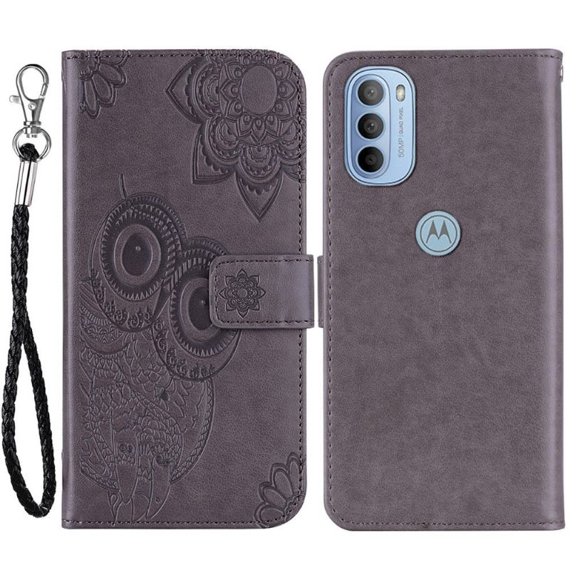 Folio-hoesje voor Motorola Moto G31 / Moto G41 Uil Met Reliëf