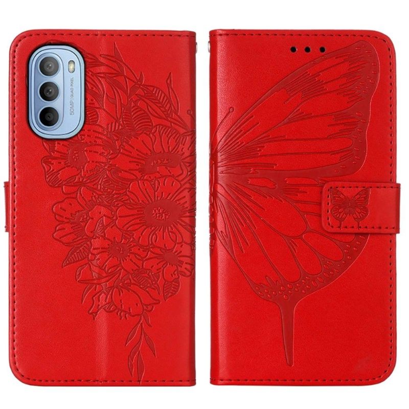 Folio-hoesje voor Motorola Moto G31 / Moto G41 Vlinder Bloem Kaarthouder