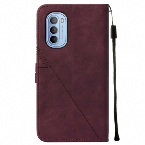 Leren Hoesje voor Motorola Moto G31 / Moto G41 Geometrisch Ontwerp Leereffect