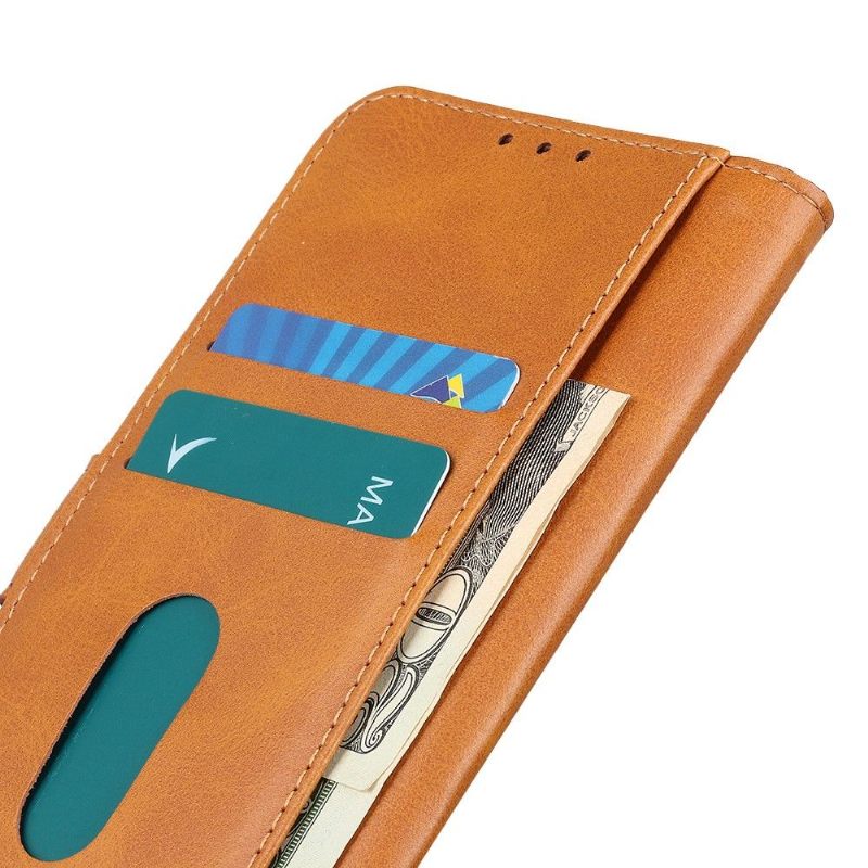 Folio-hoesje voor iPhone 12 Pro Max Nerflederen Effect Stiksels - Zwart