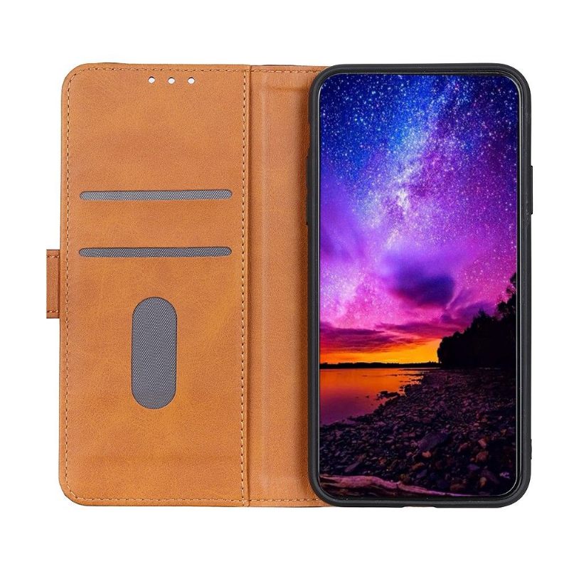 Folio-hoesje voor iPhone 12 Pro Max Nerflederen Effect Stiksels - Zwart