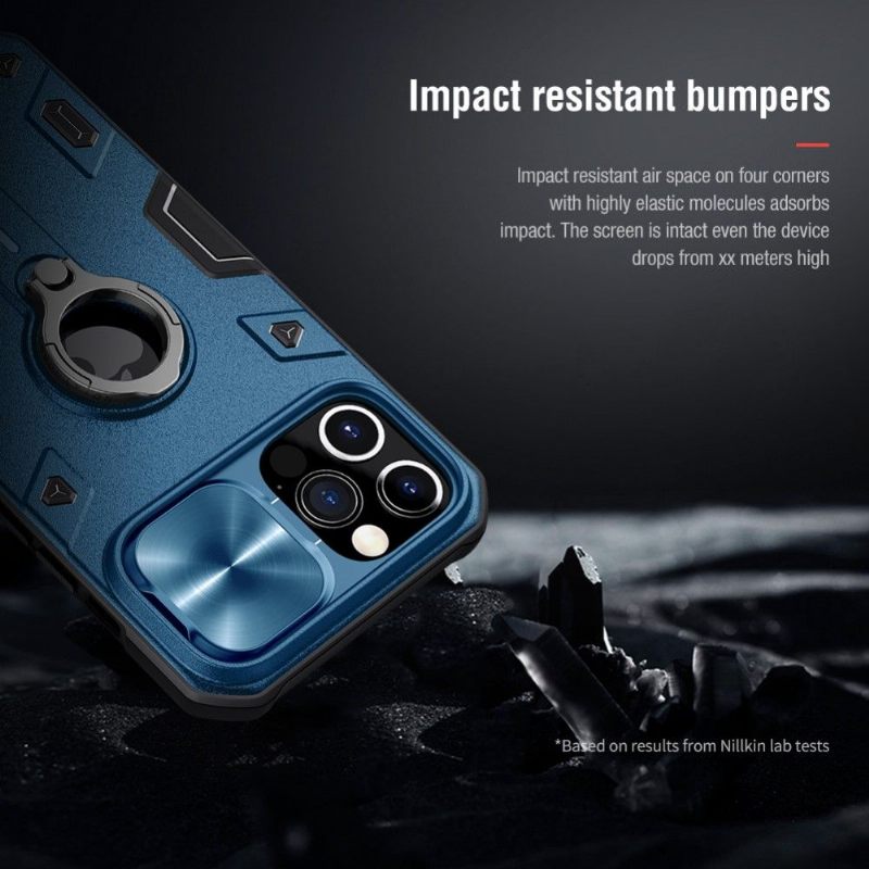Hoesje voor iPhone 12 Pro Max Armor Case Met Lens Cover - Blauw
