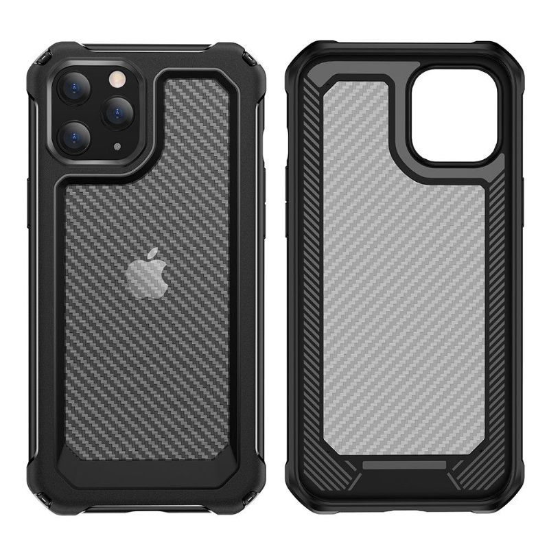 Hoesje voor iPhone 12 Pro Max Doorzichtige Koolstofvezelstijl