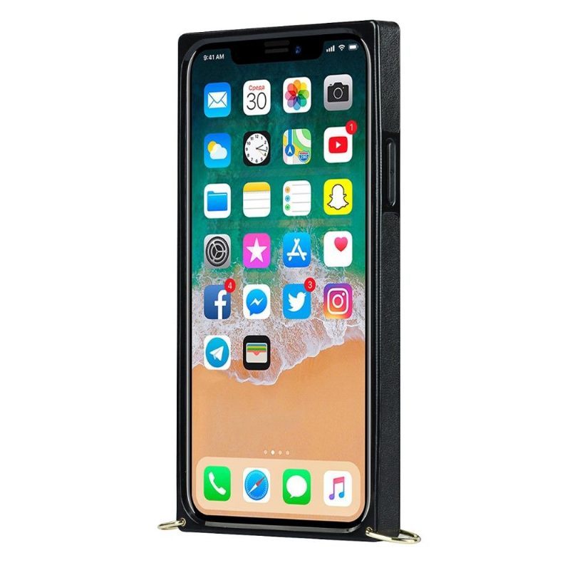 Hoesje voor iPhone 12 Pro Max Gewatteerd Leereffect En Koord