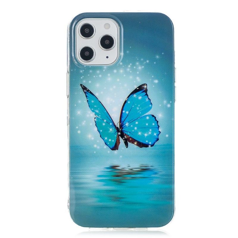 Hoesje voor iPhone 12 Pro Max Lichtgevende Blauwe Vlinder