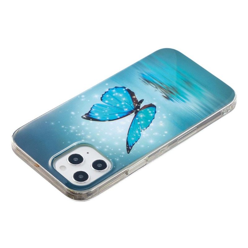 Hoesje voor iPhone 12 Pro Max Lichtgevende Blauwe Vlinder