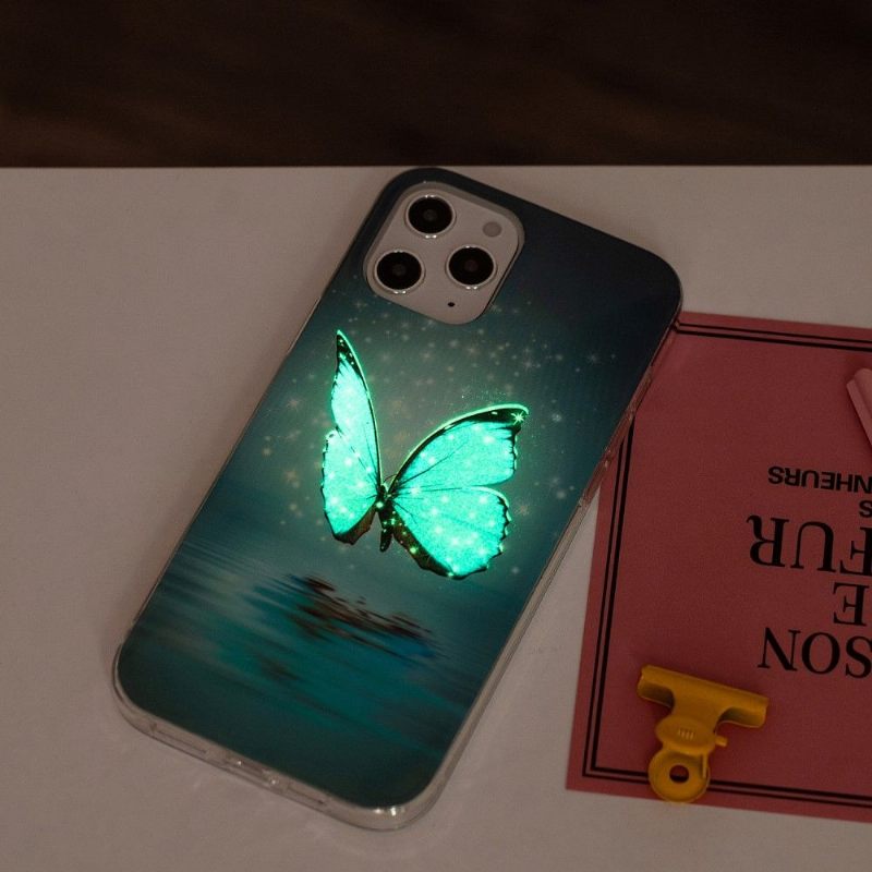 Hoesje voor iPhone 12 Pro Max Lichtgevende Blauwe Vlinder