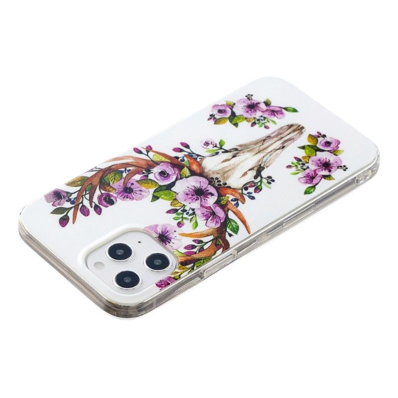 Hoesje voor iPhone 12 Pro Max Lichtgevende Herten En Bloemen