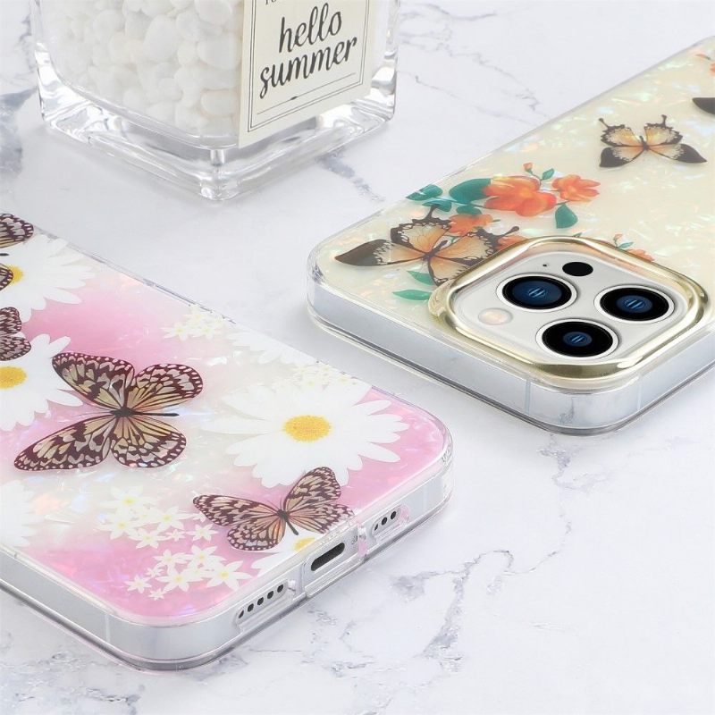 Hoesje voor iPhone 12 Pro Max Vlinders En Bloemen