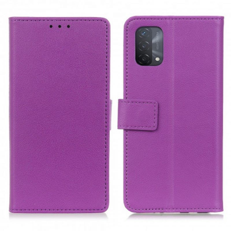 Folio-hoesje voor Oppo A54 5G / A74 5G Eenvoudig Glanzend Leereffect