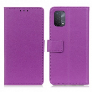 Folio-hoesje voor Oppo A54 5G / A74 5G Eenvoudig Glanzend Leereffect