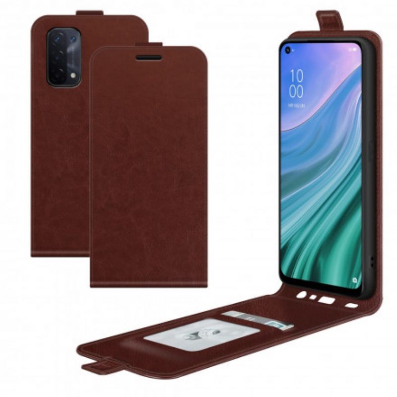 Folio-hoesje voor Oppo A54 5G / A74 5G Flip Case Verticale Flap Met Leereffect