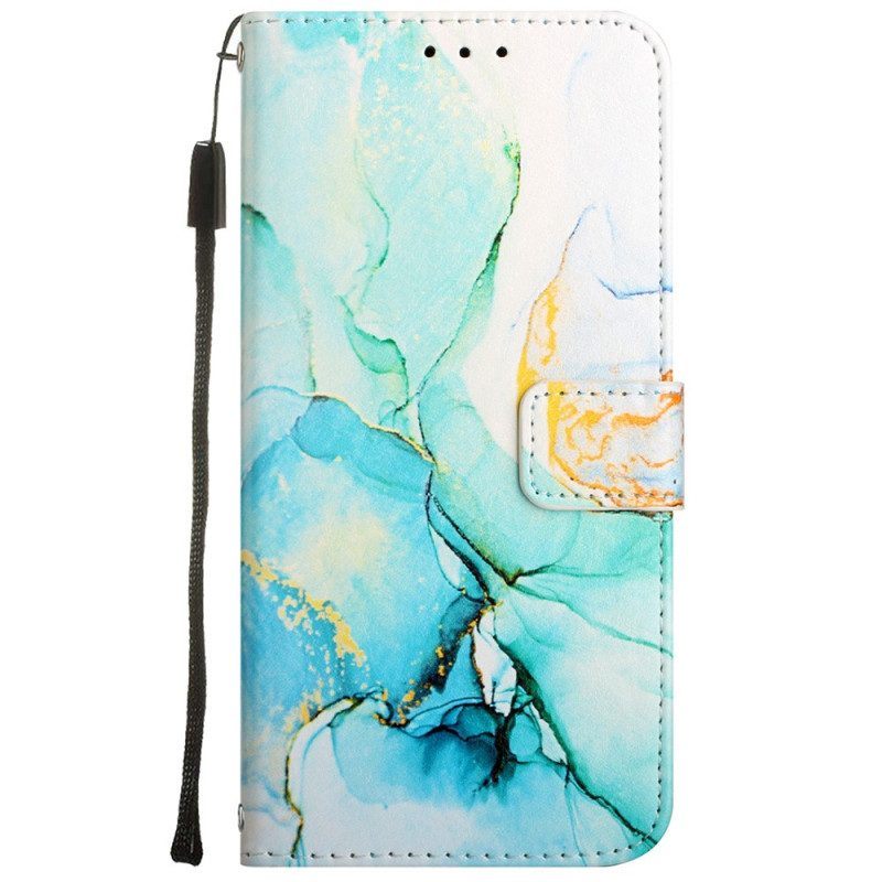 Folio-hoesje voor Oppo A54 5G / A74 5G Marmer Met Lanyard