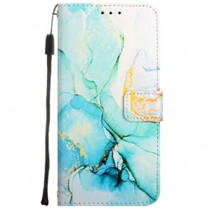 Folio-hoesje voor Oppo A54 5G / A74 5G Marmer Met Lanyard