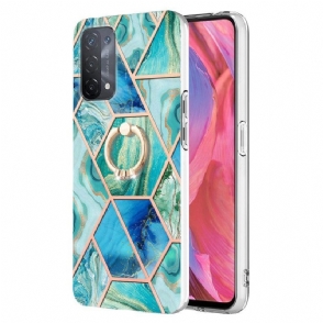 Hoesje voor Oppo A54 5G / A74 5G Marmer Met Ringsteun