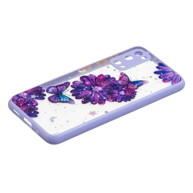 Hoesje voor Samsung Galaxy S20 Paarse Bloemen En Vlinders