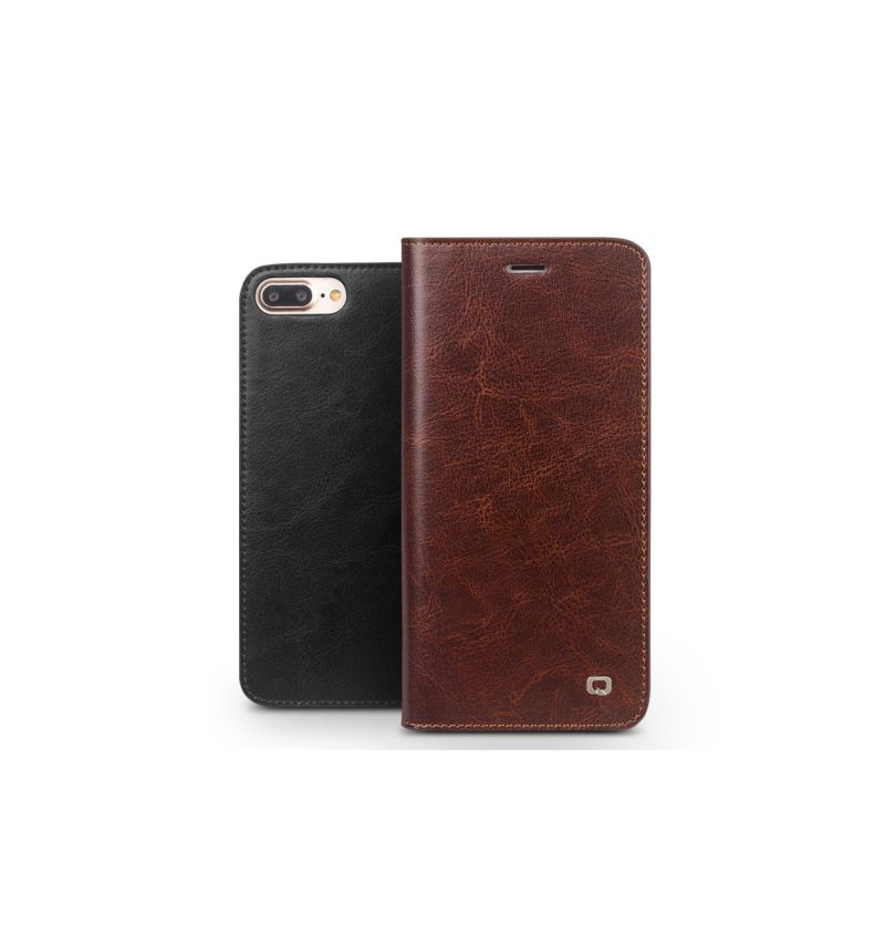 Cover voor iPhone 8 Plus / 7 Plus Kaarthouder Van Echt Leer