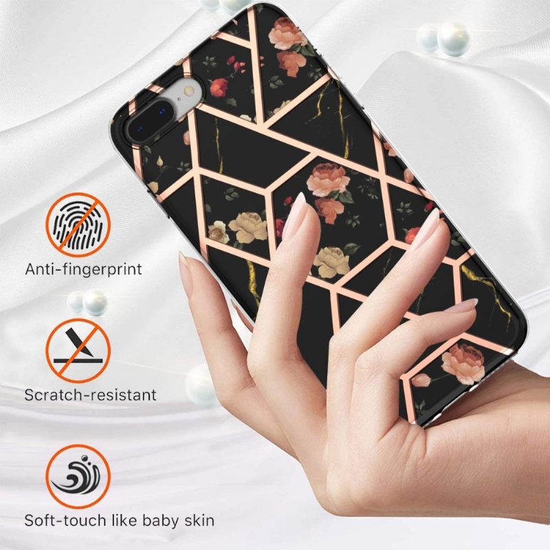 Hoesje voor iPhone 8 Plus / 7 Plus Anti-fall Marmer En Bloemen