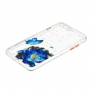 Hoesje voor iPhone 8 Plus / 7 Plus Blauwe Bloemen En Vlinders
