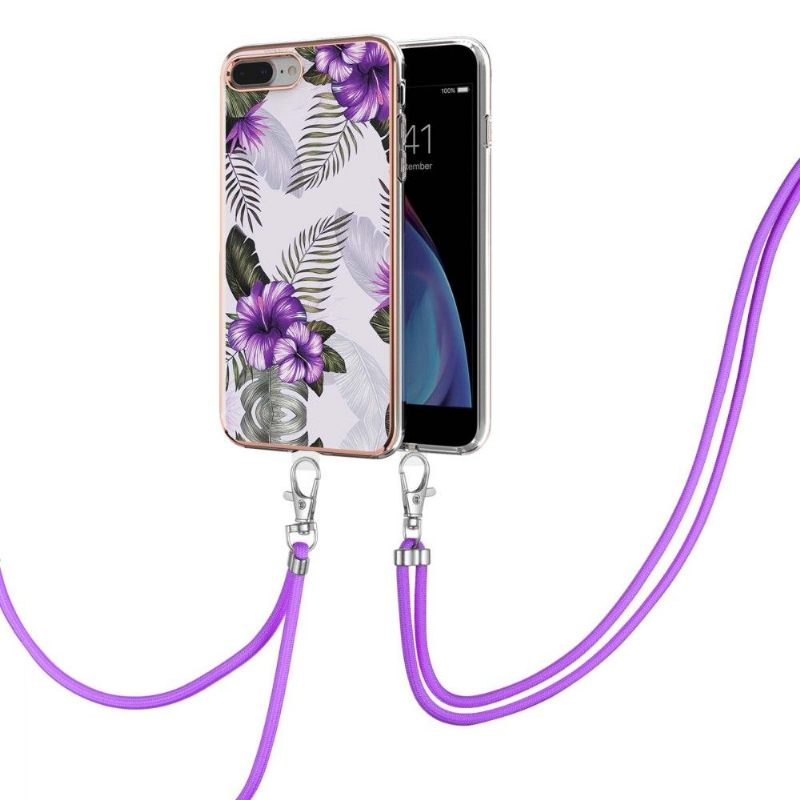 Hoesje voor iPhone 8 Plus / 7 Plus Met Koord Exotische Bloemen