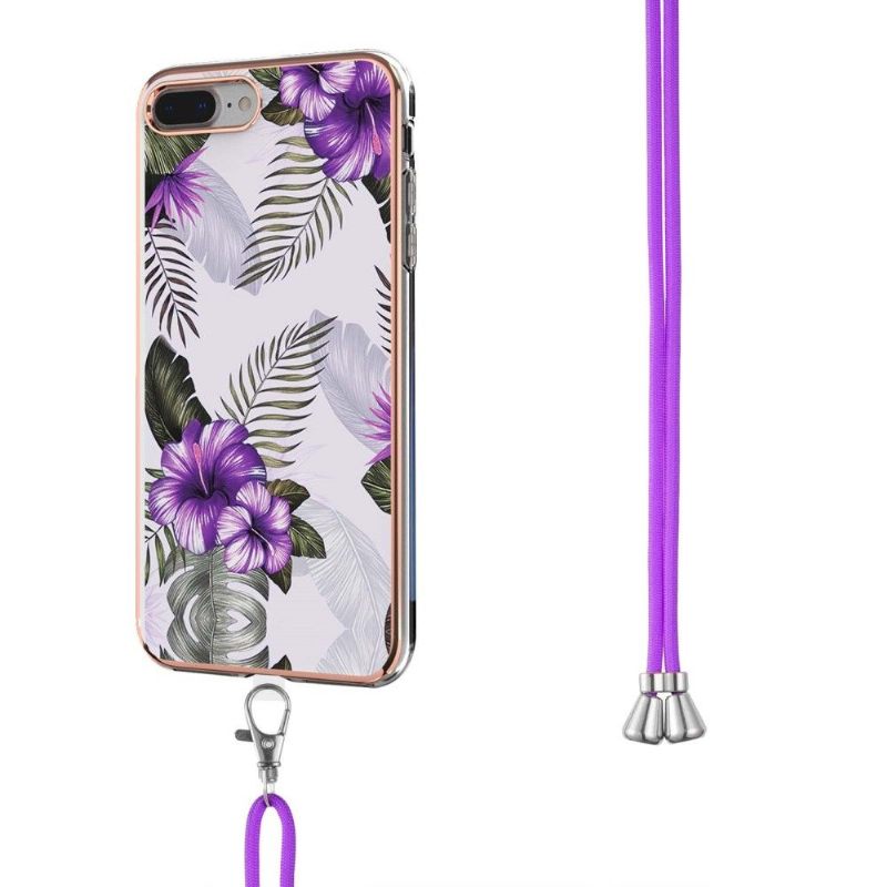 Hoesje voor iPhone 8 Plus / 7 Plus Met Koord Exotische Bloemen