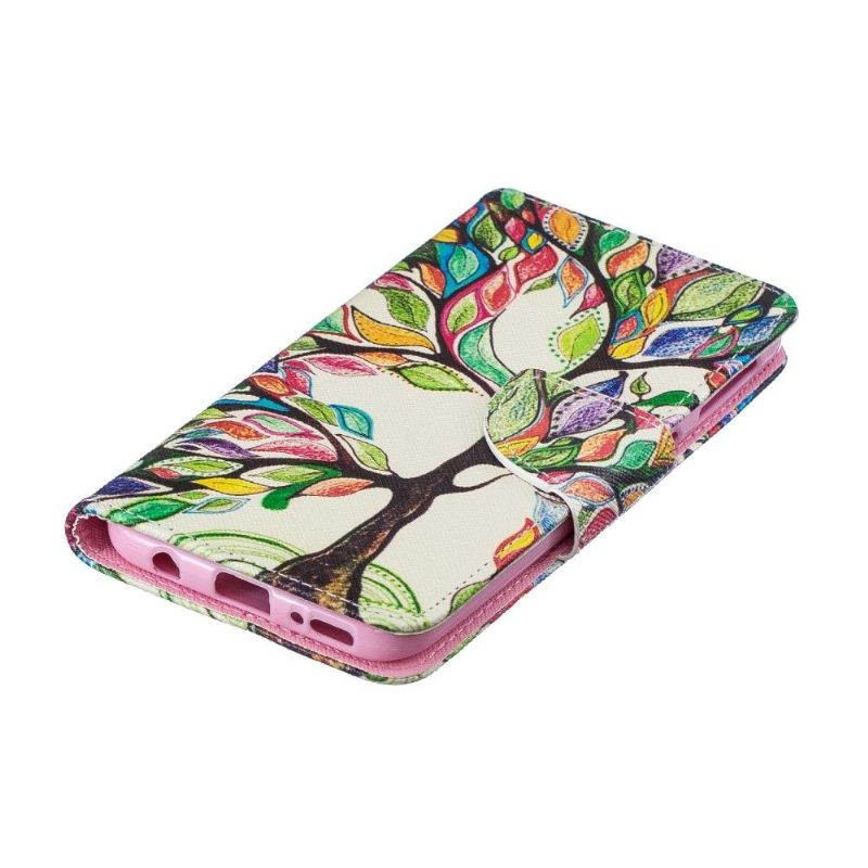 Cover voor Samsung Galaxy A40 Anti-fall Folio-hoesje Gekleurde Boom