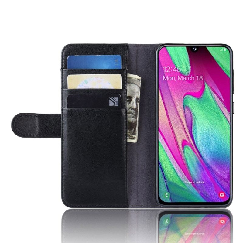 Cover voor Samsung Galaxy A40 Anti-fall Premium Leder - Zwart