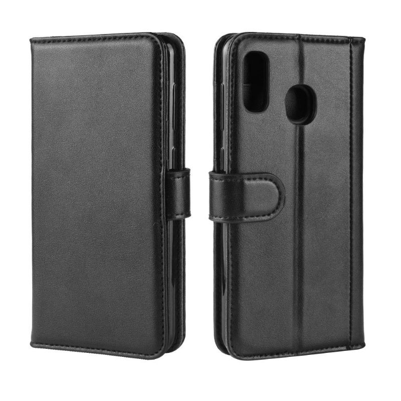 Cover voor Samsung Galaxy A40 Anti-fall Premium Leder - Zwart