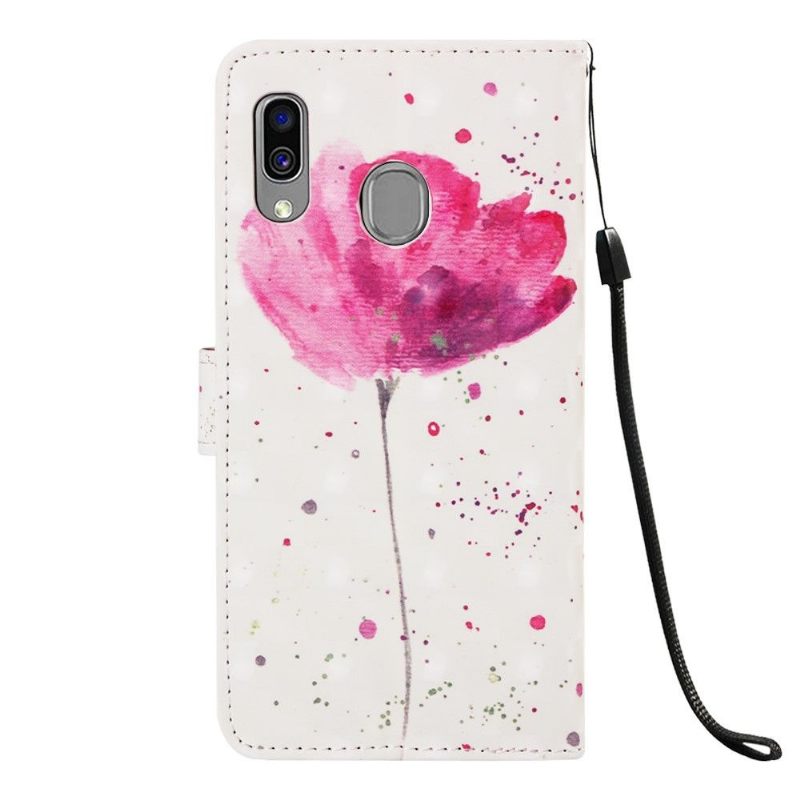 Leren Hoesje voor Samsung Galaxy A40 Roze Bloem