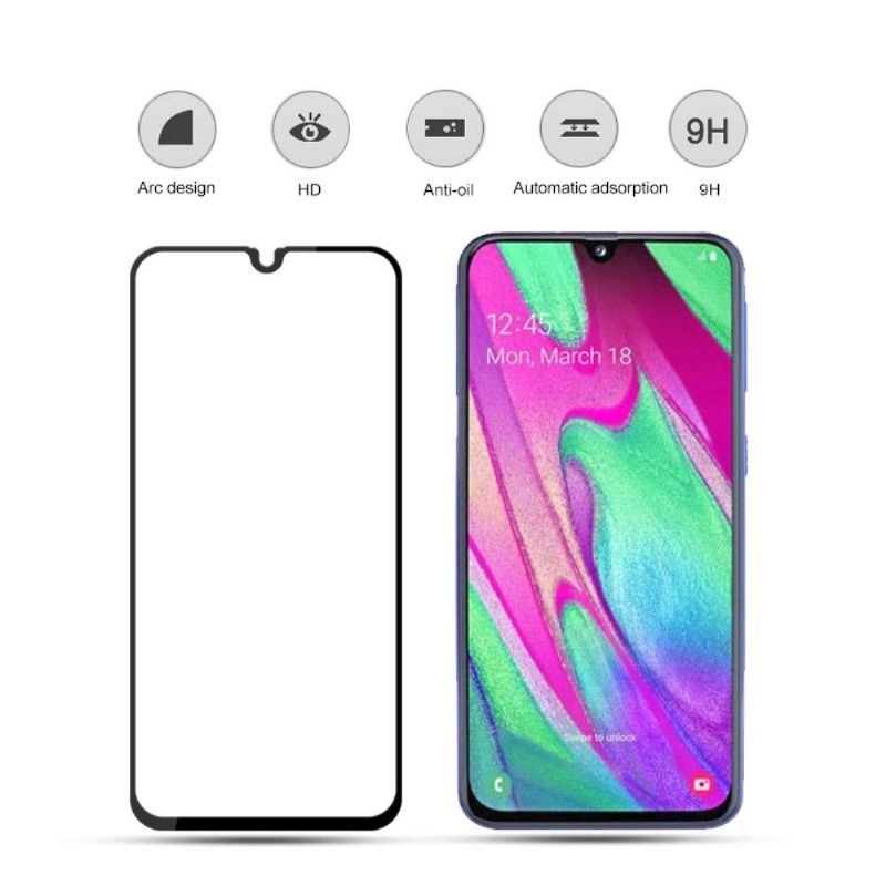 Samsung Galaxy A40 - Schermbeschermer Van Gehard Glas Op Ware Grootte - Zwart