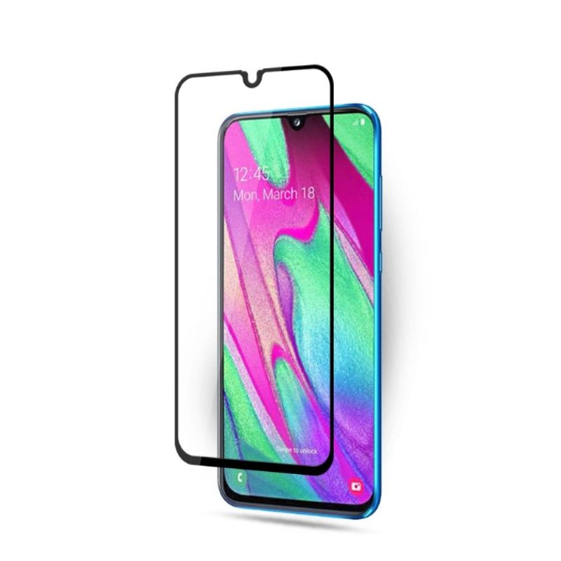 Samsung Galaxy A40 - Schermbeschermer Van Gehard Glas Op Ware Grootte - Zwart